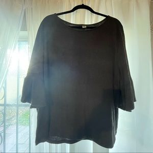 Charcoal Grey Bell Sleeved Blouse
